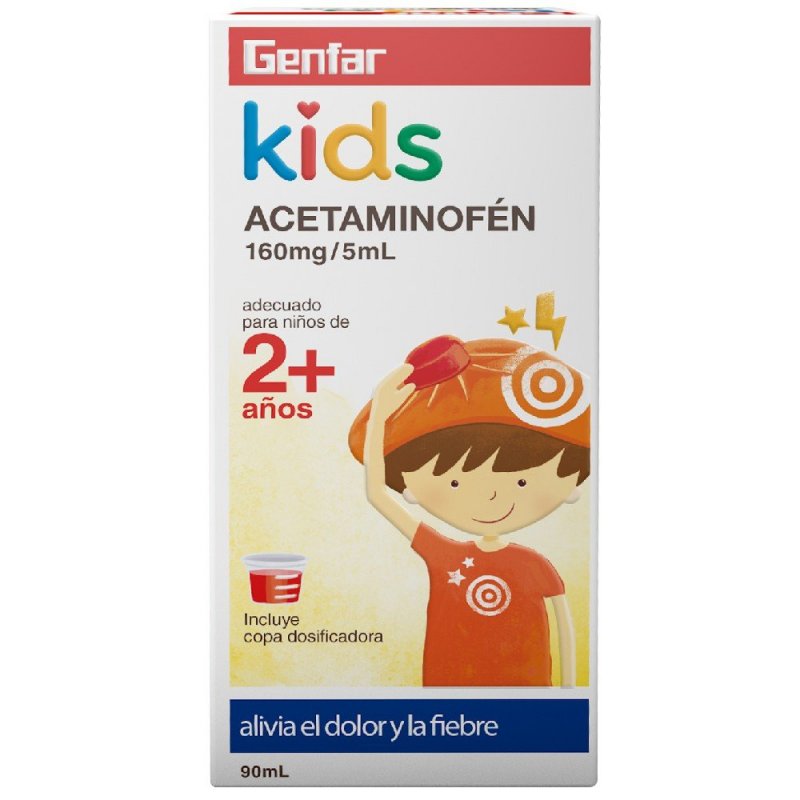 Acetaminofen Kids 160 Mg/ 5 Ml Jbe x 90 Ml (Genfar)
