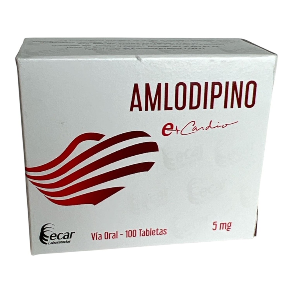 Amlodipino 5 Mg Caja x 100 Tabletas (Ecar)