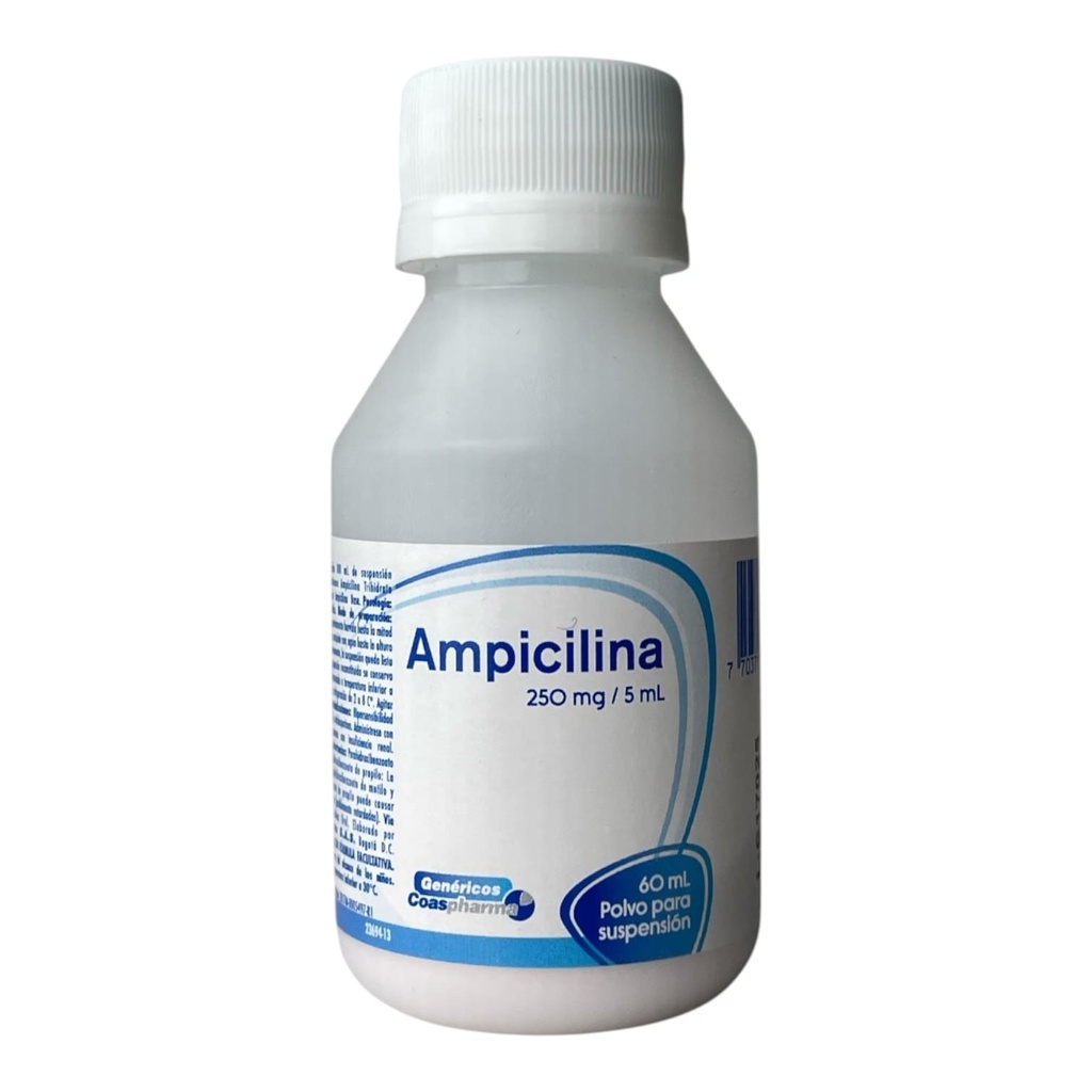 Ampicilina 250 Mg,5 Ml Polvo Suspension Oral Frasco x 60 Ml Und (Coaspharma)