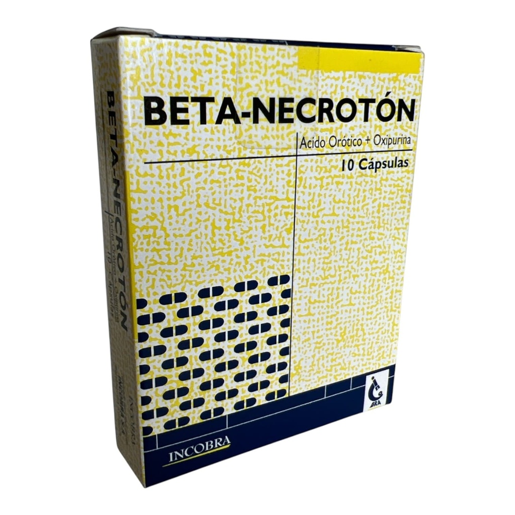 Beta-Necroton(Oxipurina+Acido Orotico)Caja x 10 Capsulas(Incobra)