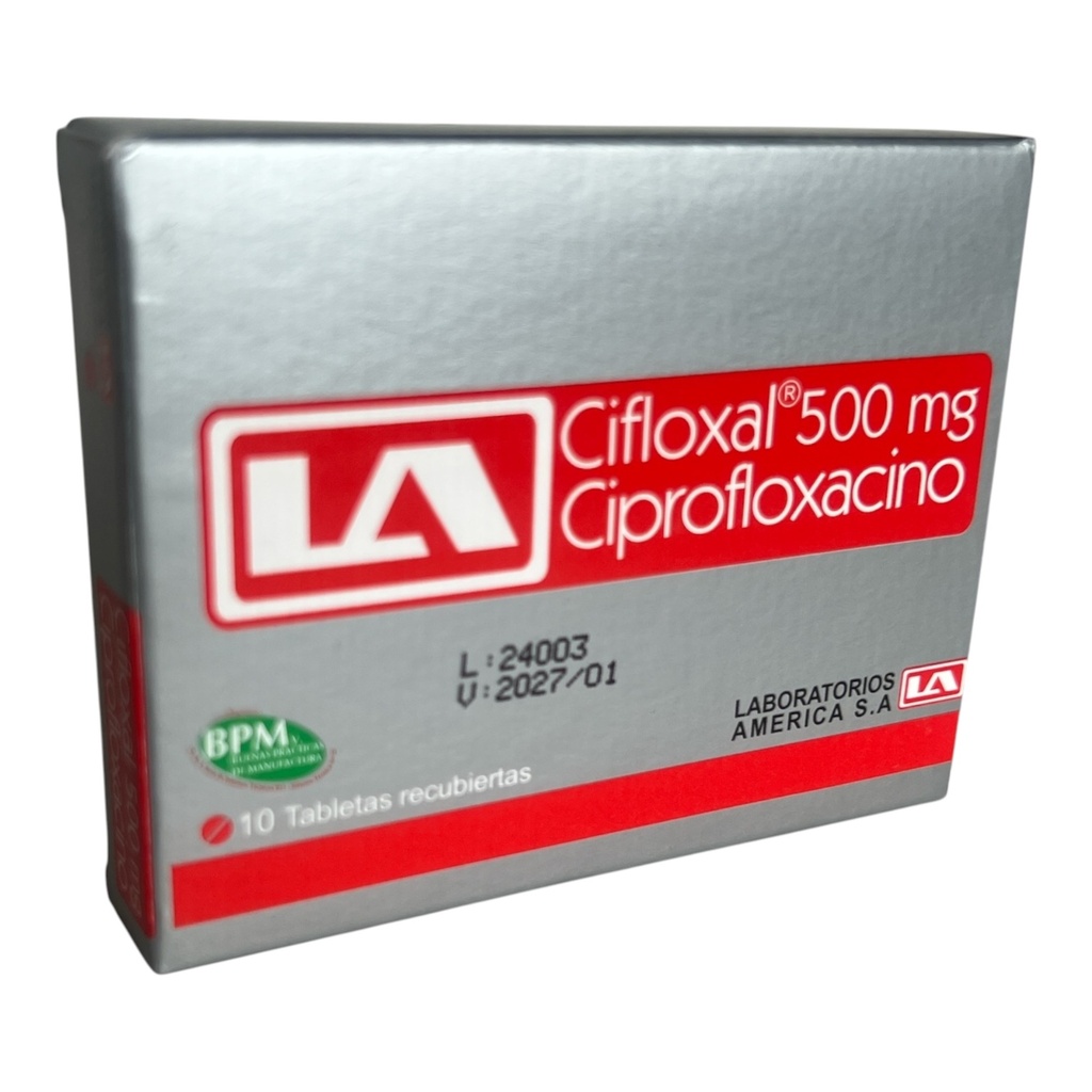 Cifloxal (Ciprofloxacino) 500 Mg Caja x 10 Tabletas (Lab America)