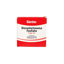 Dexametasona 4 Mg,1 Ml Solucion Inyectable Caja x 10 Ampollas Und (Genfar)