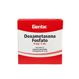 Dexametasona 8 Mg,2Ml Solucion Inyectable Caja x 10 Ampollas Und (Genfar)