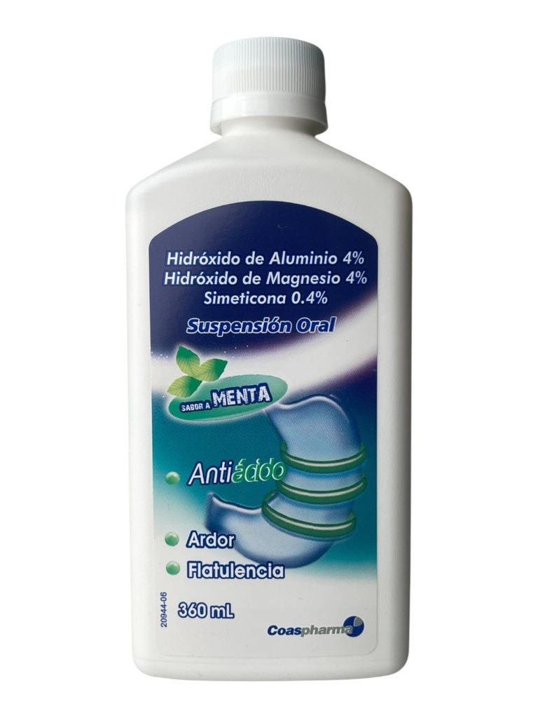 Hidroxido De Aluminio/Hidroxido De Magnesio Simeticona Susp Oral Frasco x 360 Ml Und (Coaspharma)