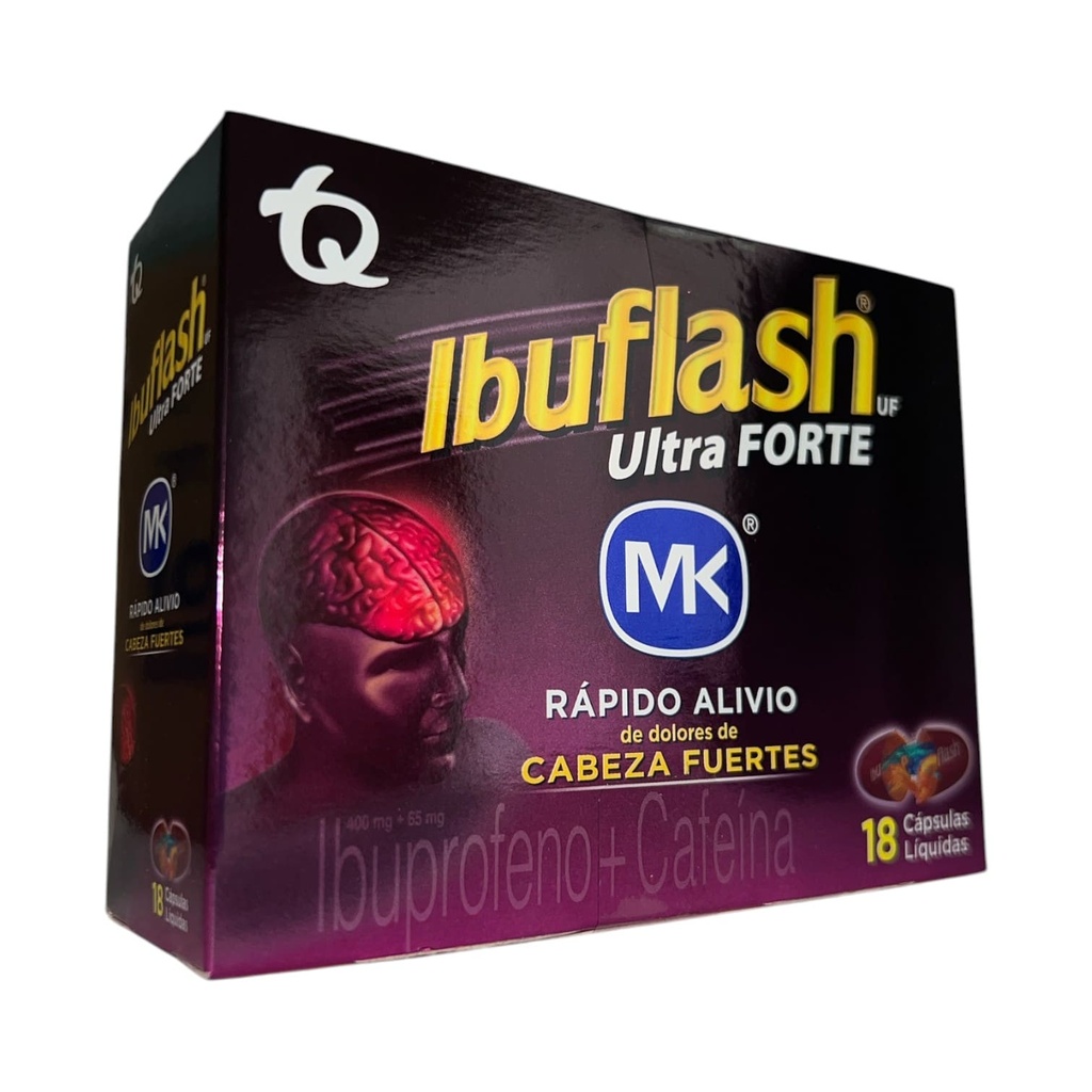 Ibuflash Ultra Forte (Ibuprofeno+Cafeina) 400+65 Mg Caja x 18 Capsulas Und (Tecnoquimicas)