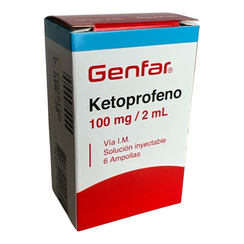 Ketoprofeno 100Mg,2Ml Sol Iny Caja x 6 Ampollas Und (Genfar)