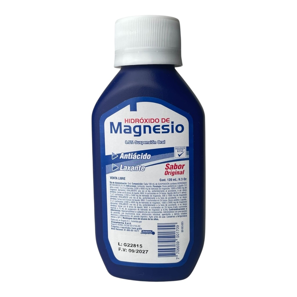 Leche Magnesia 8.5 Gr Suspension Oral Frasco x 120 Ml Und (Coaspharma)