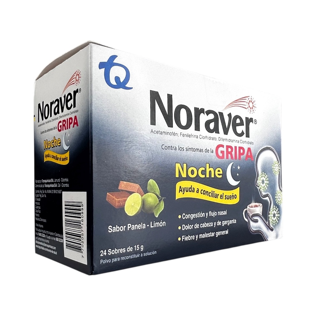 Noraver Gripa Bebida Noche Sobre 15 Gr Polvo Oral Caja X 24 Und (Tecnoquimicas)
