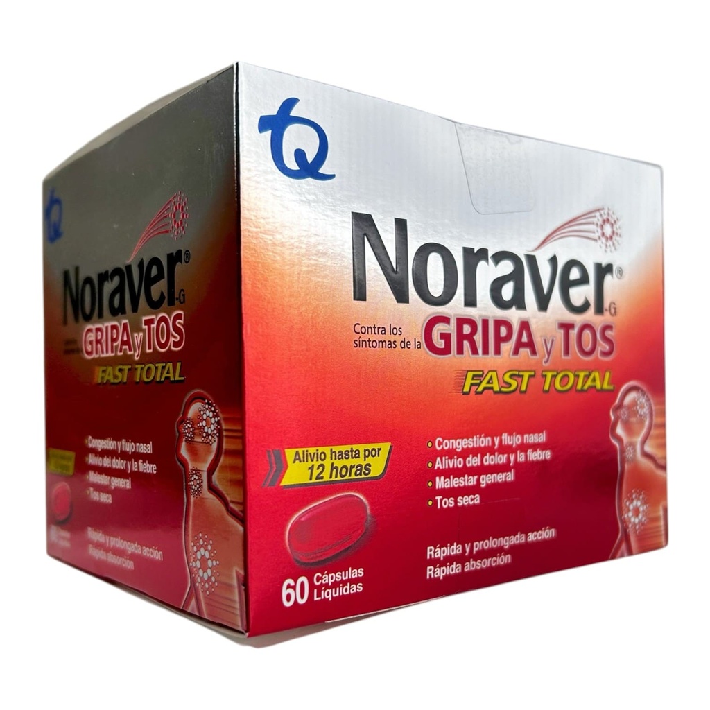 Noraver Gripa Fast Total (Ibuprofeno+Fenilefrina+Cetirizina) Caja 60 x Capsulas Und (Tecnoquimicas)