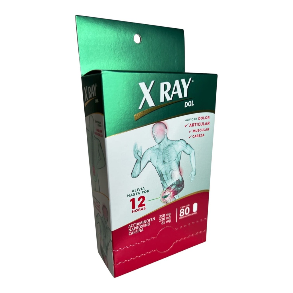 X Ray Dol (Acetaminofen+Naproxeno+Cafeina) Caja x 80 Tabletas (Genomma)