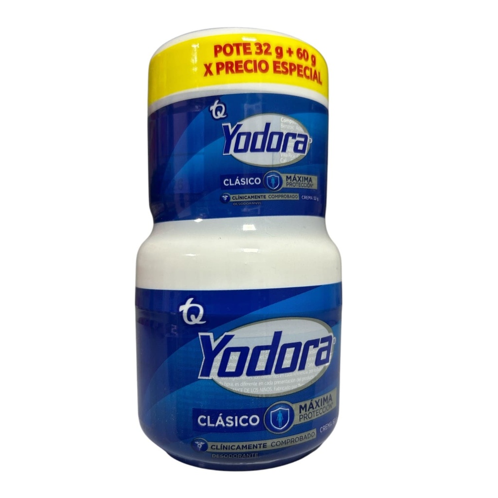 Yodora Desodorante Clasico Pote x 60 + Pote x 32 Gr Und (Tecnoquimicas)