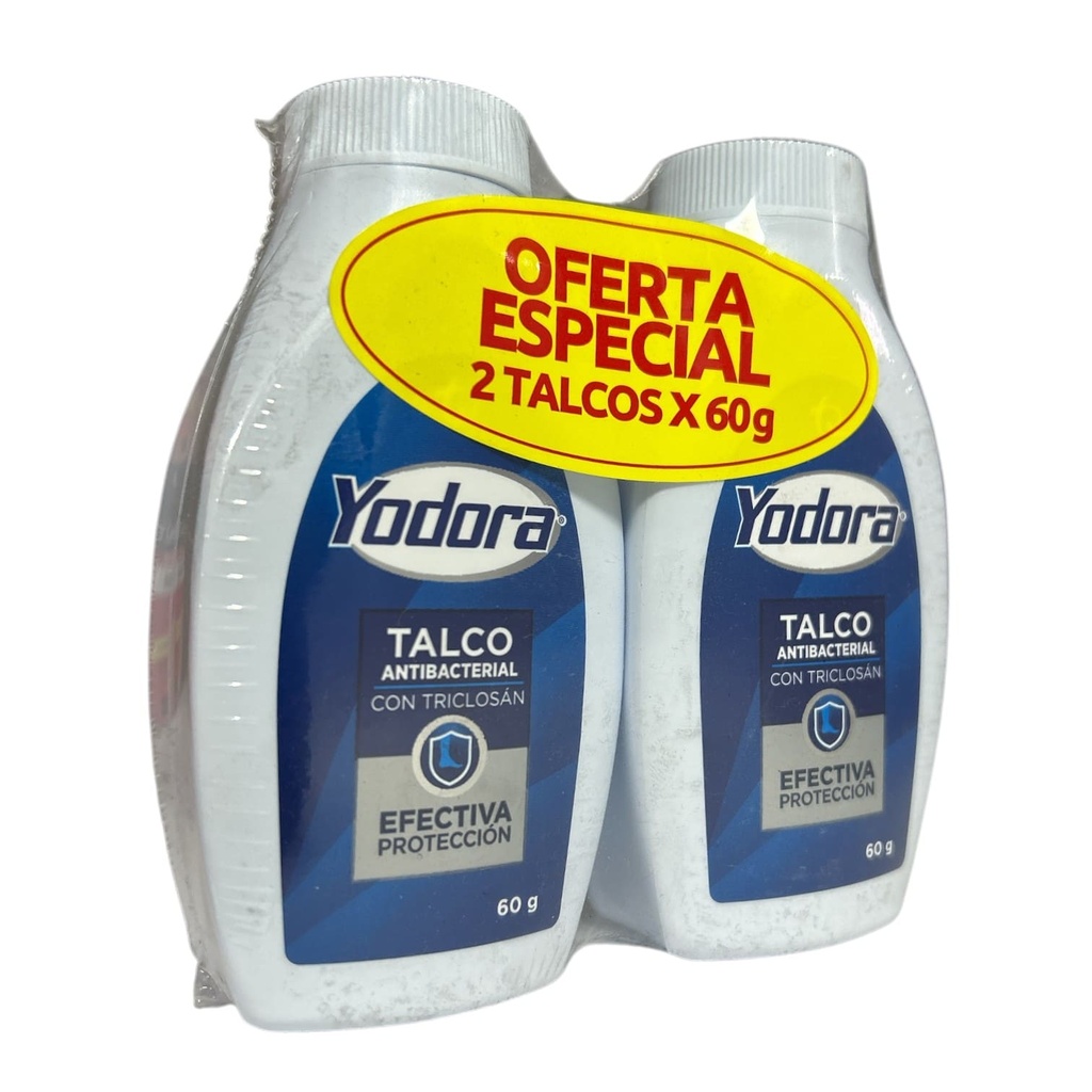 Yodora Talco Polvo Frasco X 60 Gr Paquete x 2 Und (Tecnoquimicas)