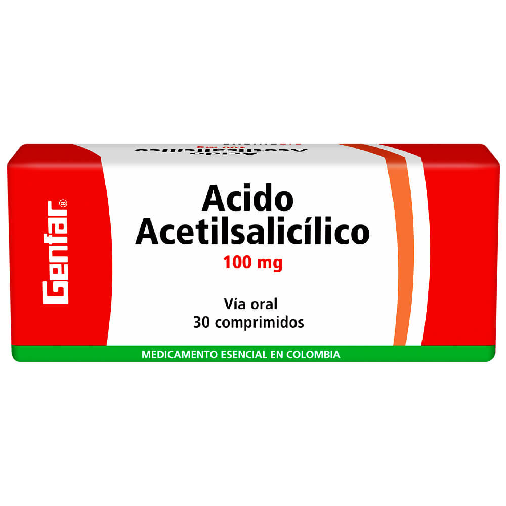 Acido Acetilsalicilico 100 Mg Caja x 30 Tabletas Und (Genfar)