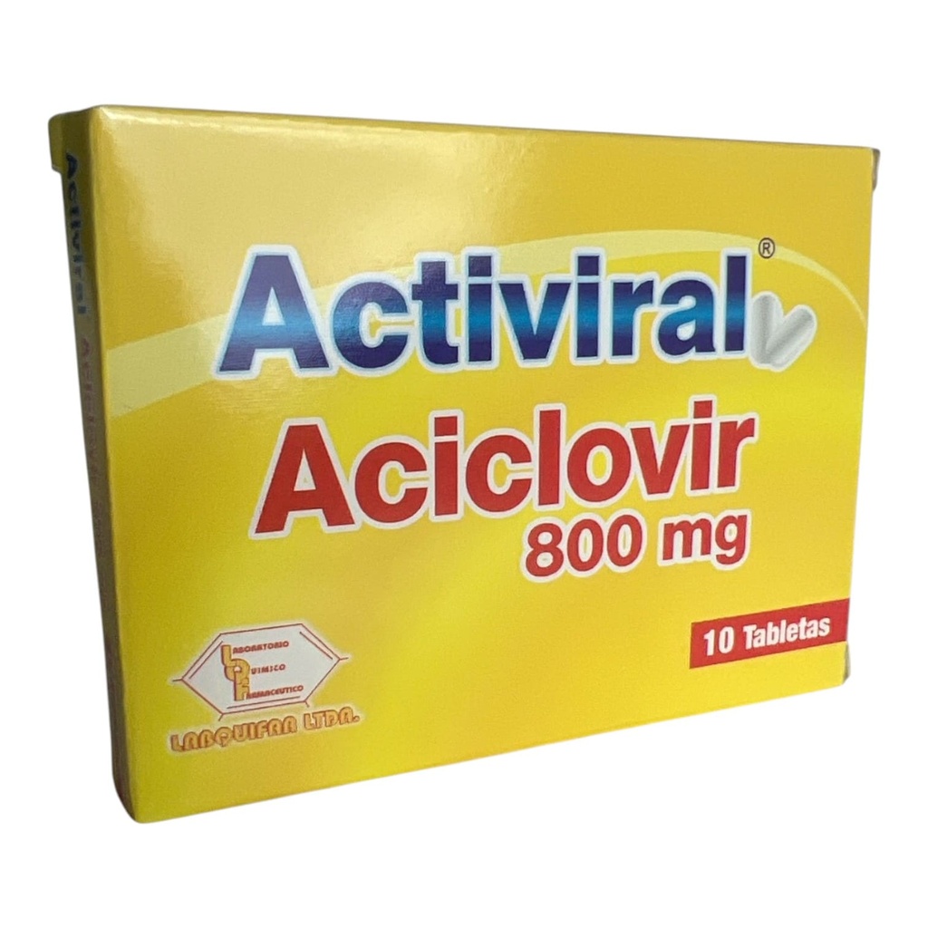 Activiral (Aciclovir) 800 Mg x 10 Tabletas (Labquifar)