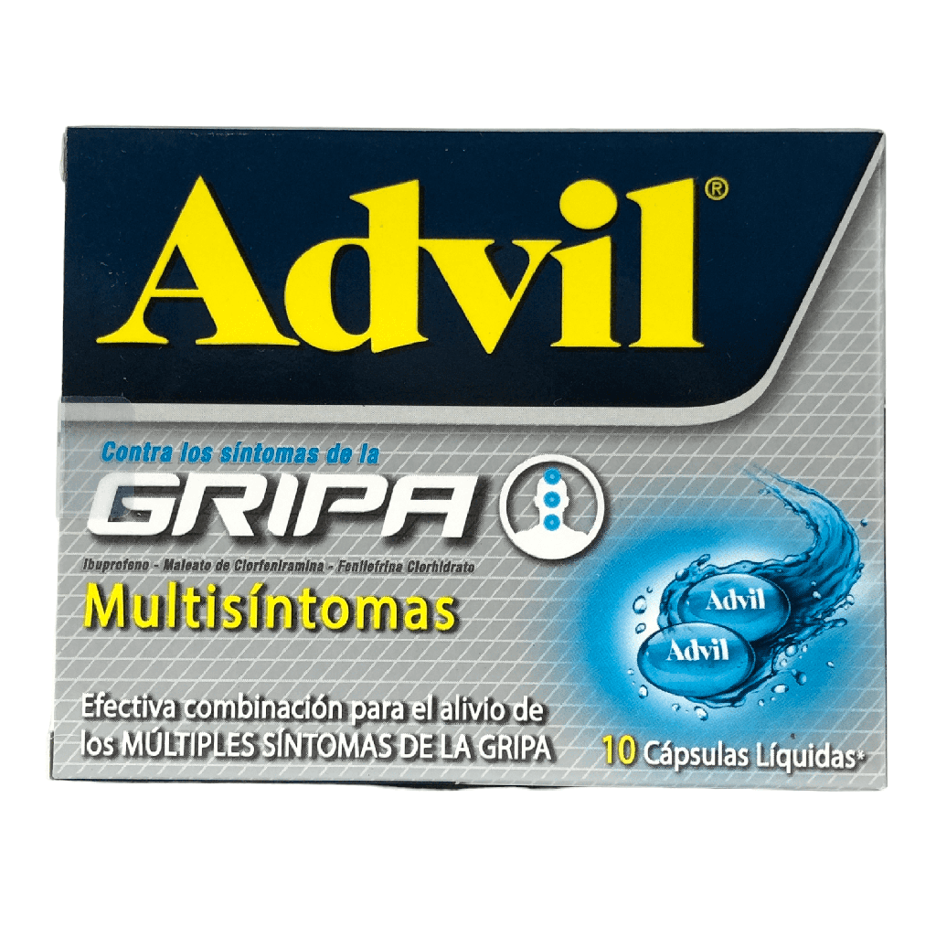 Advil Gripa Multisintomas (Ibuprofeno+Clorfeniramina+Fenilefrina) Caja x 10 Capsulas (Haleon)