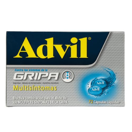 Advil Gripa Multisintomas (Ibuprofeno+Clorfeniramina+Fenilefrina) Caja x 72 Capsulas (Haleon)