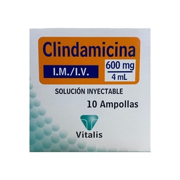 Clindamicina 600 Mg Caja x 10 Ampollas (vitalis)