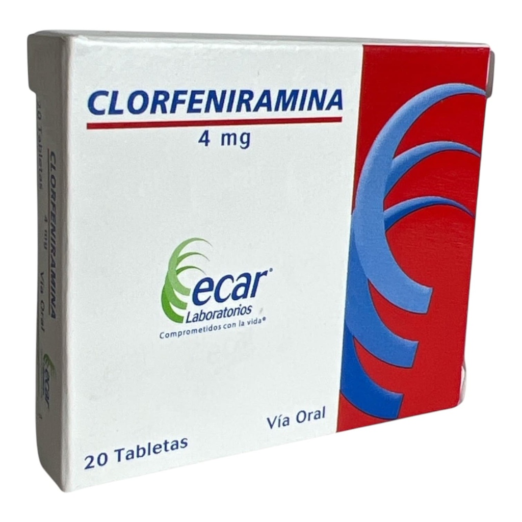 Clorfeniramina 4mg caja x 20 Tabletas (Ecar)