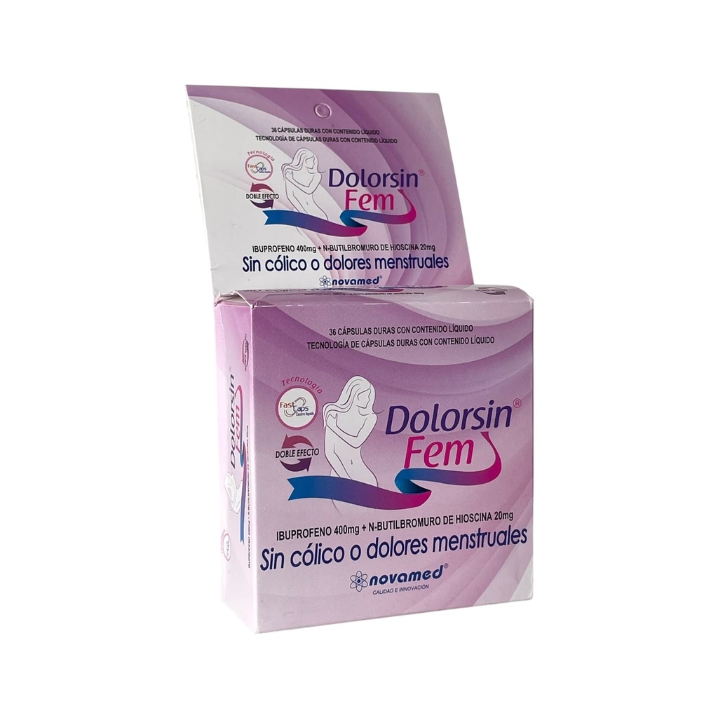 Dolorsin Fem (Ibuprofeno+hioscina butibromuro) 400,20 Mg Caja x 36 Capsulas Und (Novamed)