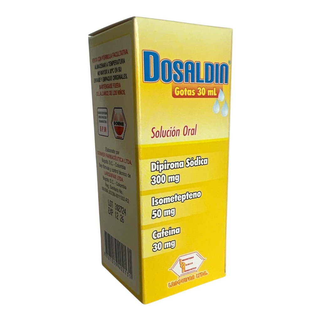 Dosaldin (Isometepteno+Dipirona+Cafeina) Gotas Orales Frasco x 30 Ml (Labquifar)