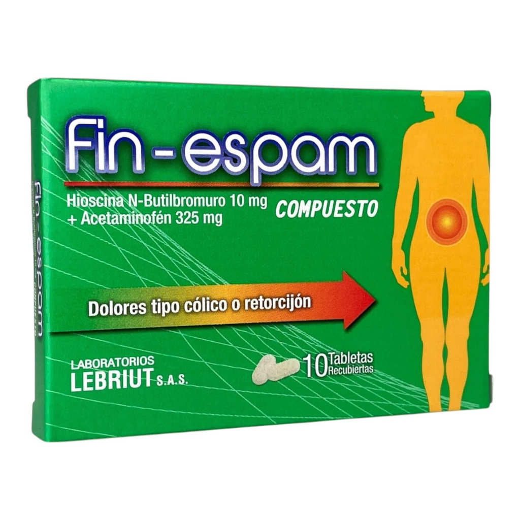 Fin-Espam Compuesto (Hioscina+ButilBromuro+Acetaminofen) 10,325 Mg Caja x 10 Tabletas (Lebriut)