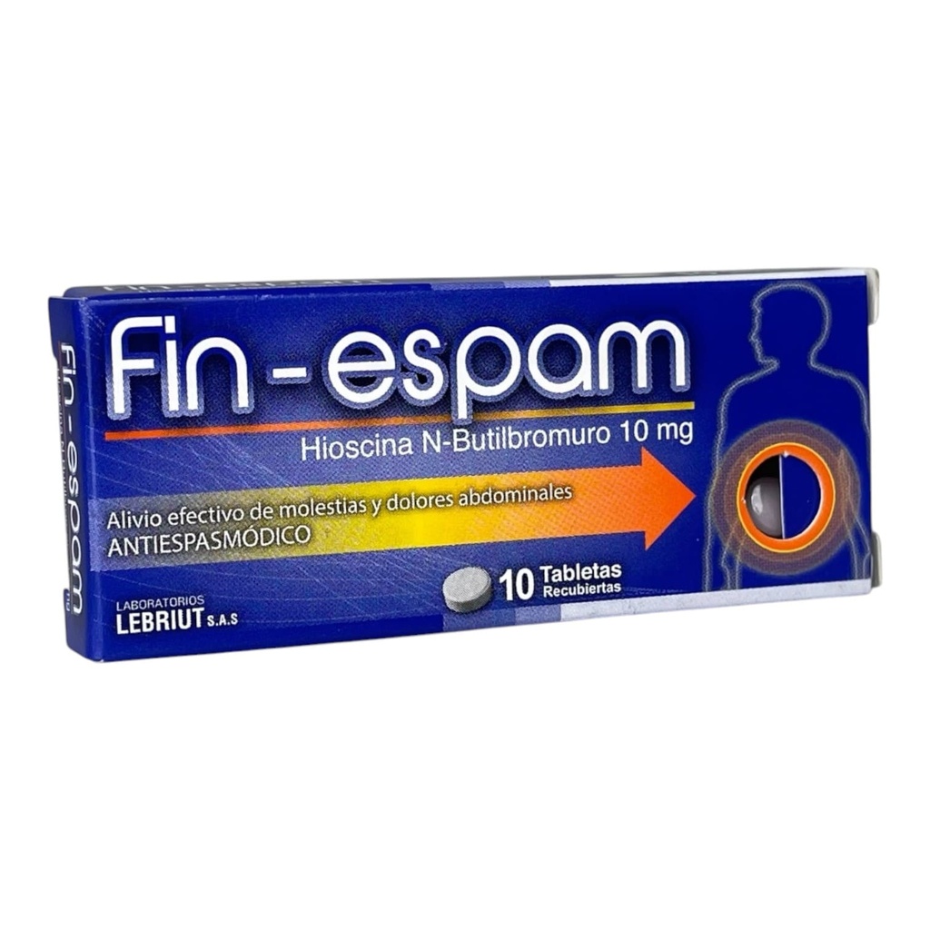 Fin-Espam(Hioscina N ButilBromuro)10mg Caja x 10 Tabletas(Lebriut)