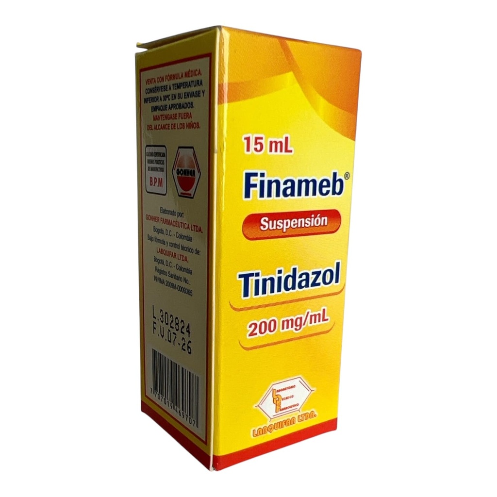 Finameb (Tinidazol) 200 Mg,Ml  Suspension Frasco x 15 Ml(Labquifar)