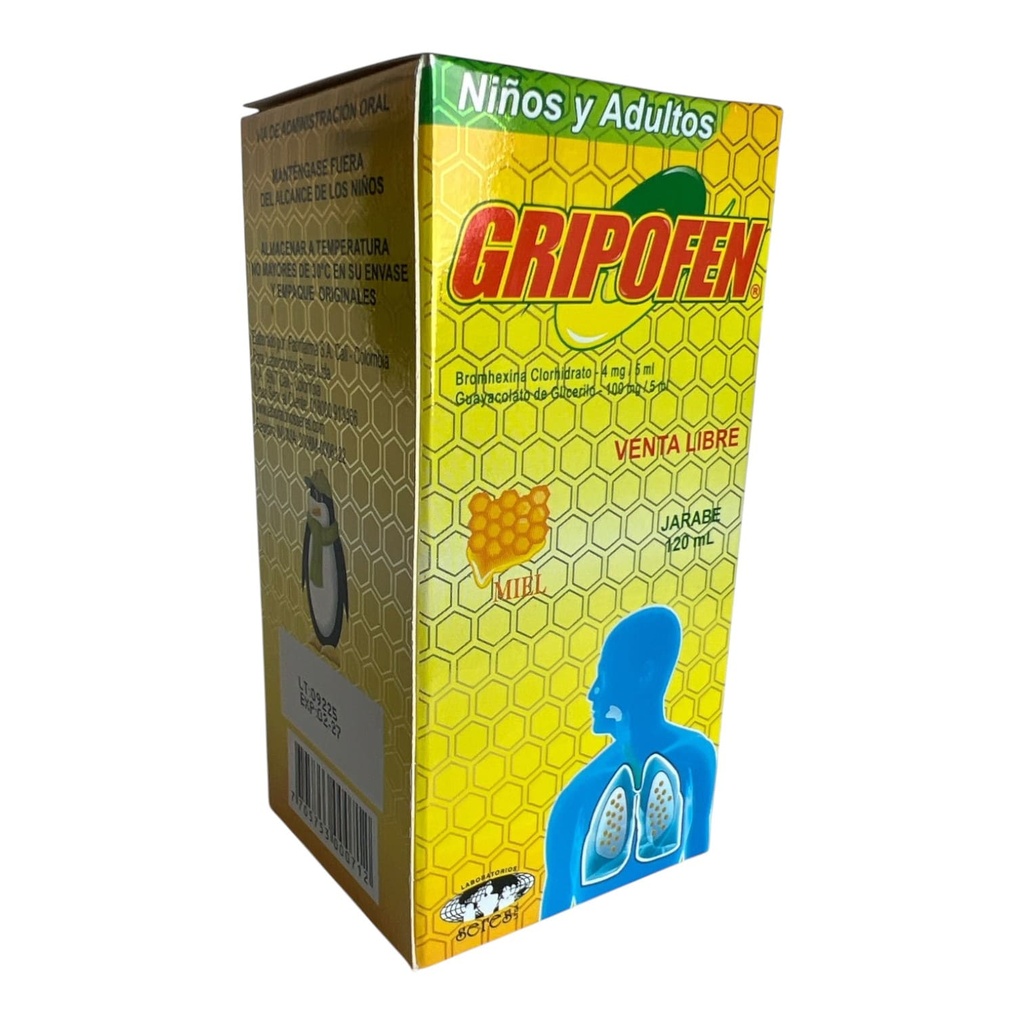 Gripofen Tos (Bromhexina+Guayacolato) Jarabe Frasco x 120 Ml (Lab.Seres)