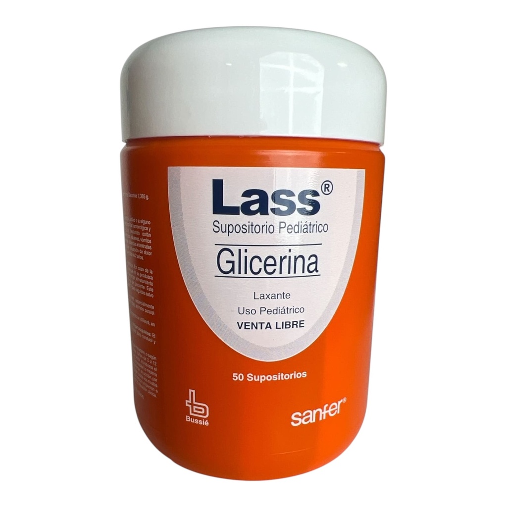 Lass Supositorio De Glicerina Pediatrico Frasco x 50 Unid. (Bussie OTC)