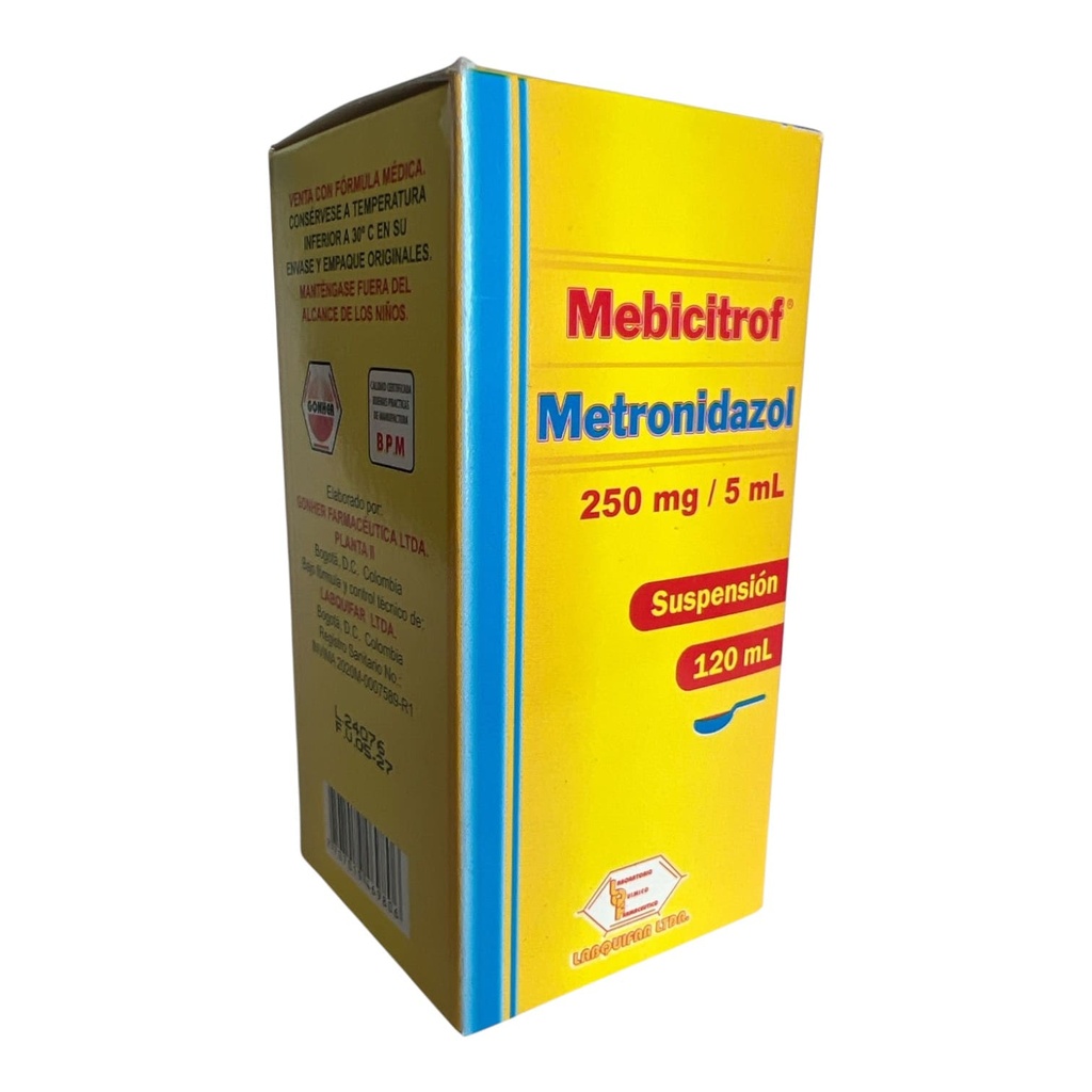 Mebicitrof (Metronidazol) 250 Mg/5Ml  Suspension Frasco x 120 Ml (Labquifar)