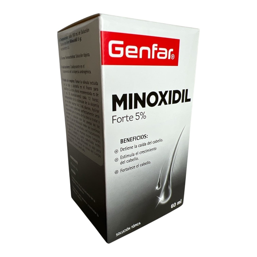 Minoxidil Forte 5% Solucion Topica Frasco x 60 Ml Und (Genfar)