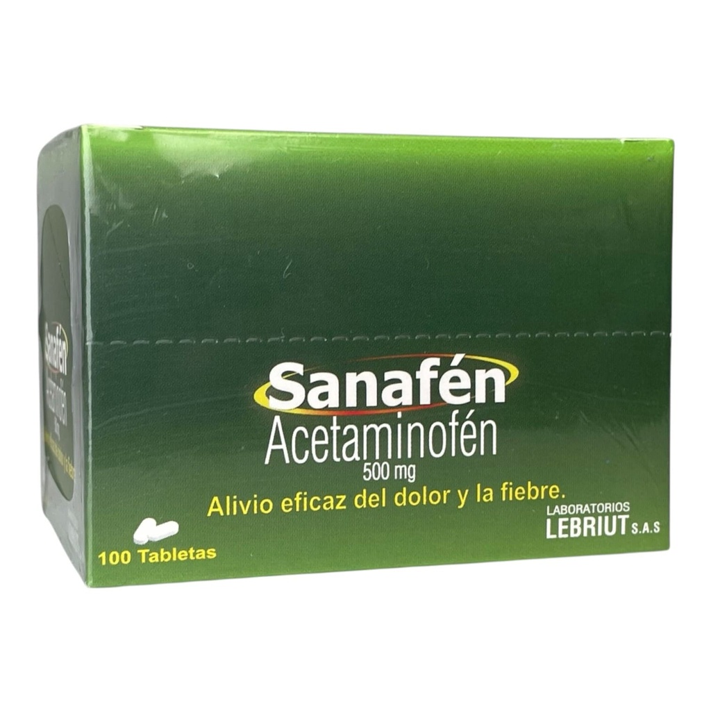 Sanafen (Acetaminofen) 500 Mg Caja x 100 Tabletas (Lebriut)