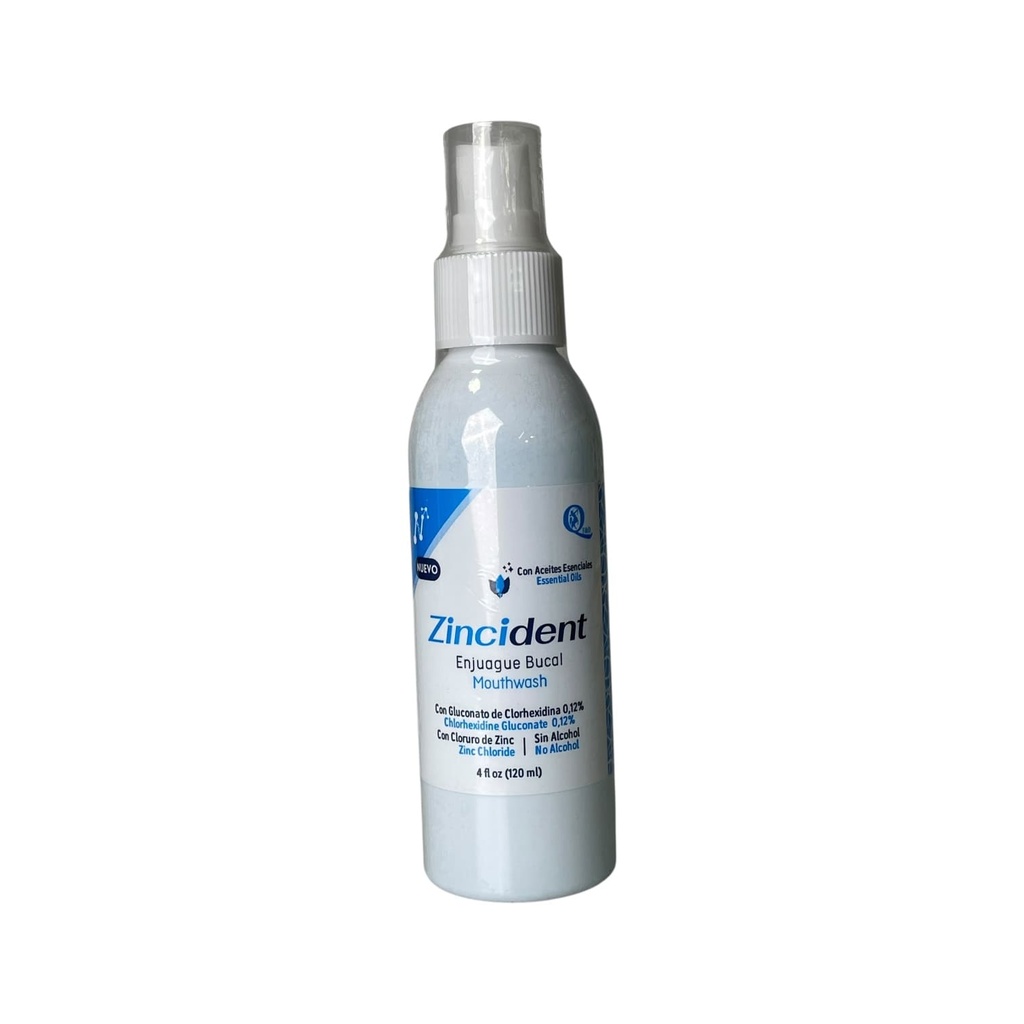 ZinciDent (Clorhexidina+Cloruro de Zinc) 0.12% Enjuague Bucal Frasco Spray x 120 ml (Quiron Pharma)
