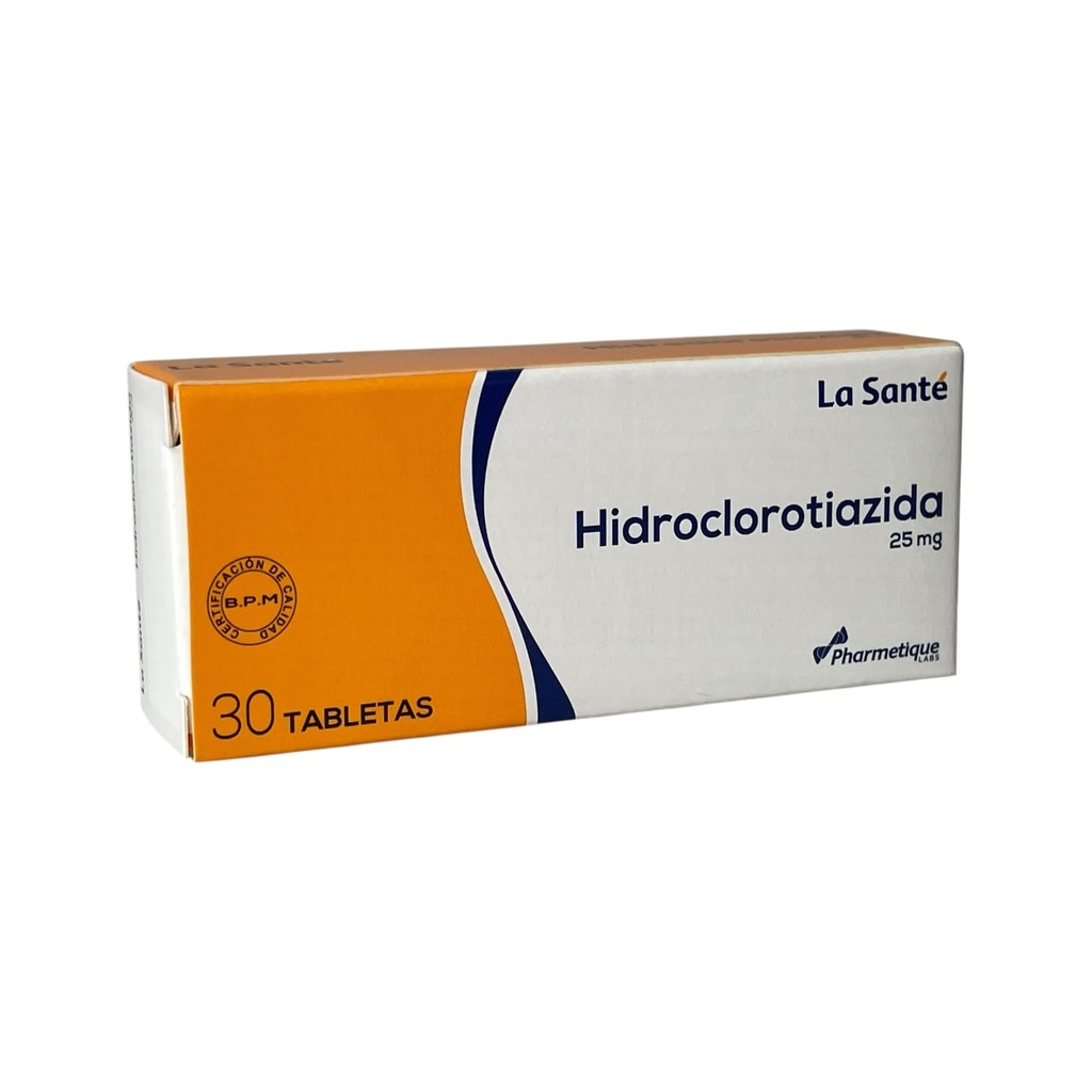 Hidroclorotiazida 25 Mg Caja x 30 Tabletas Und (La Sante)