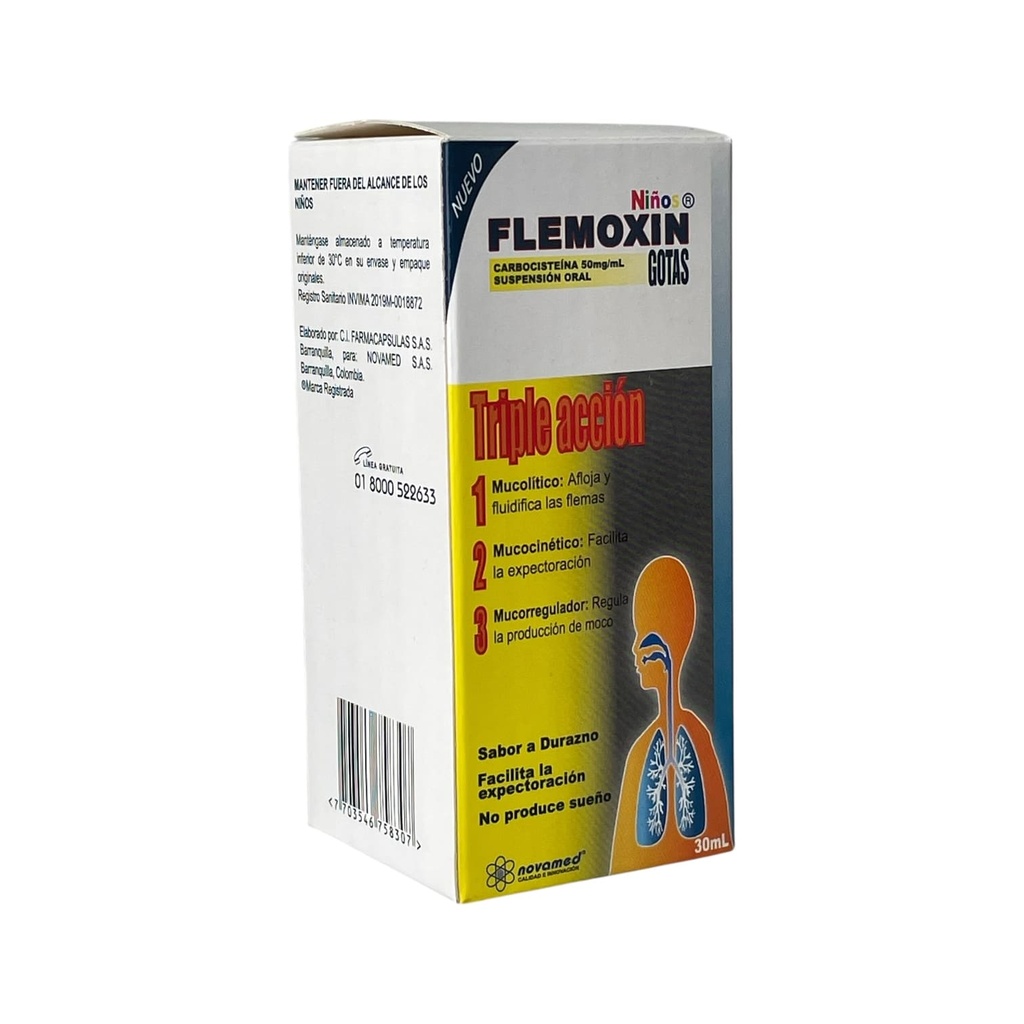 Flemoxin (Carboximetilcisteina) Gotas Oral Frasco x 30 ML (Novamed)