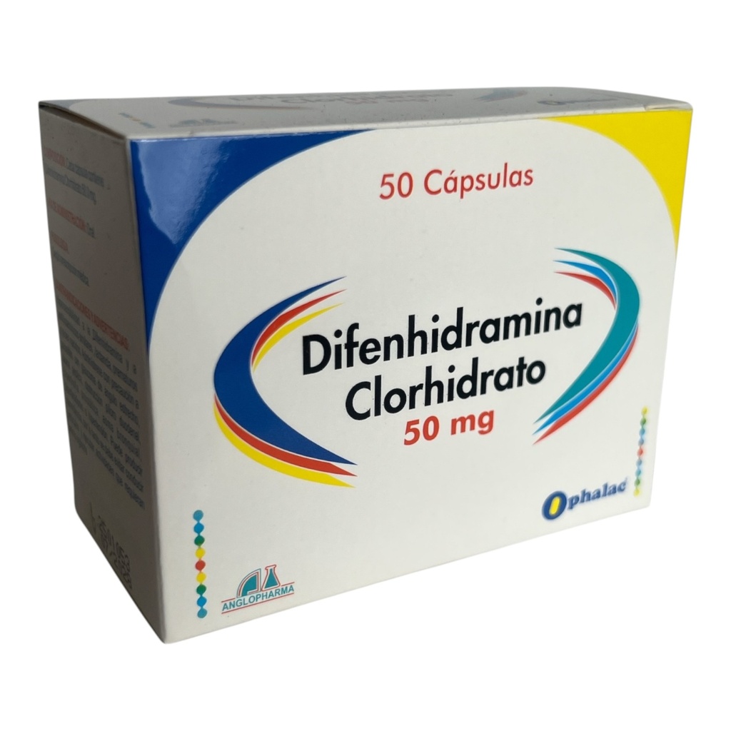 Difenhidramina 50 MG Caja x 50 Capsulas (Anglopharma) 