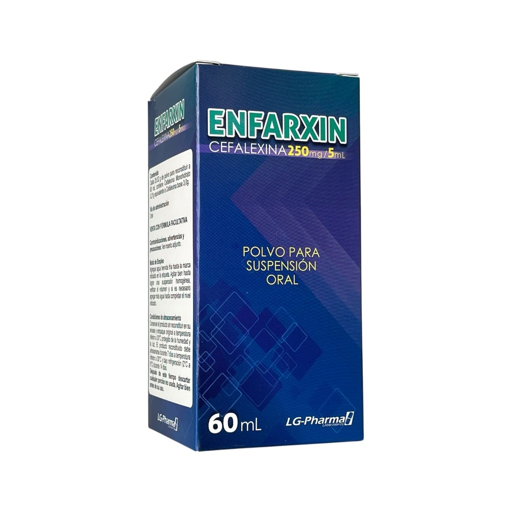 Enfarxin (Cefalexina) 250 Mg Polvo Suspension Frasco x 60 Ml Und (Lg-Pharma)