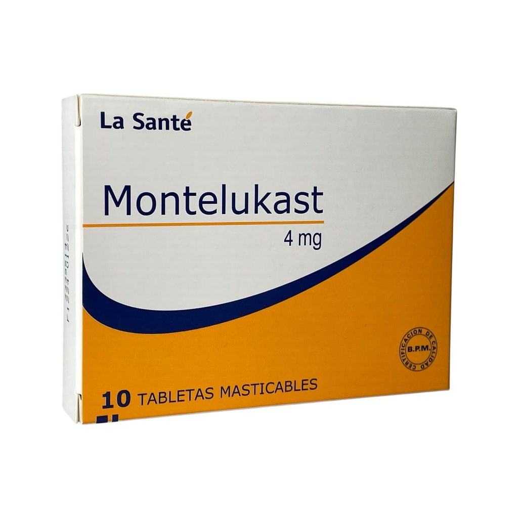Montelukast 4 Mg Caja x 10 Tableas Masticables Und (La Sante)