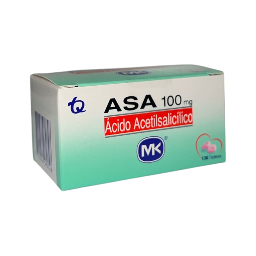 Asa (Acido Acetilsalicilico) 100 Mg Caja x 100 Tabletas (Tecnoquimicas)