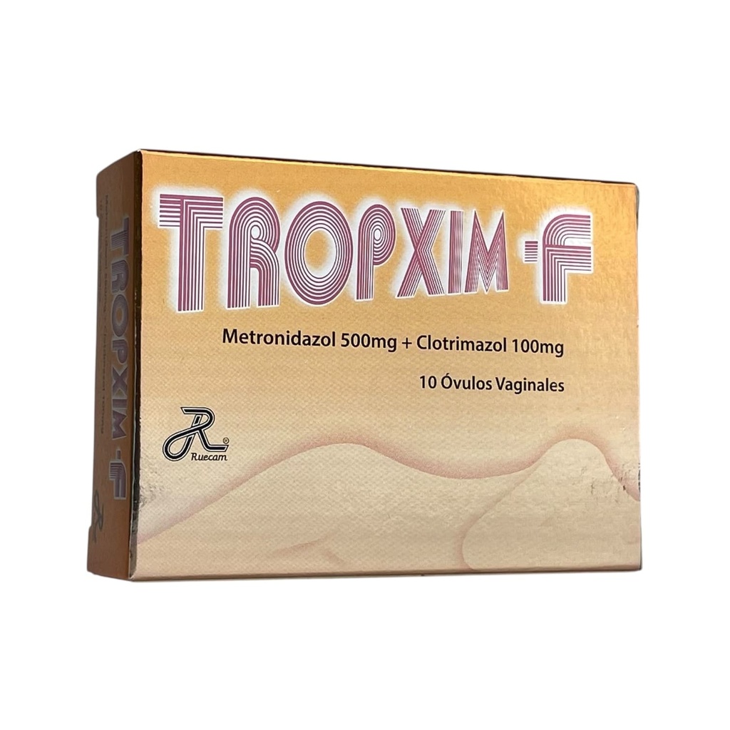 Tropxim - F(Metronidazol+Clotrimazol)500/100 mg Caja x 10 Ovulos (Ruecam)