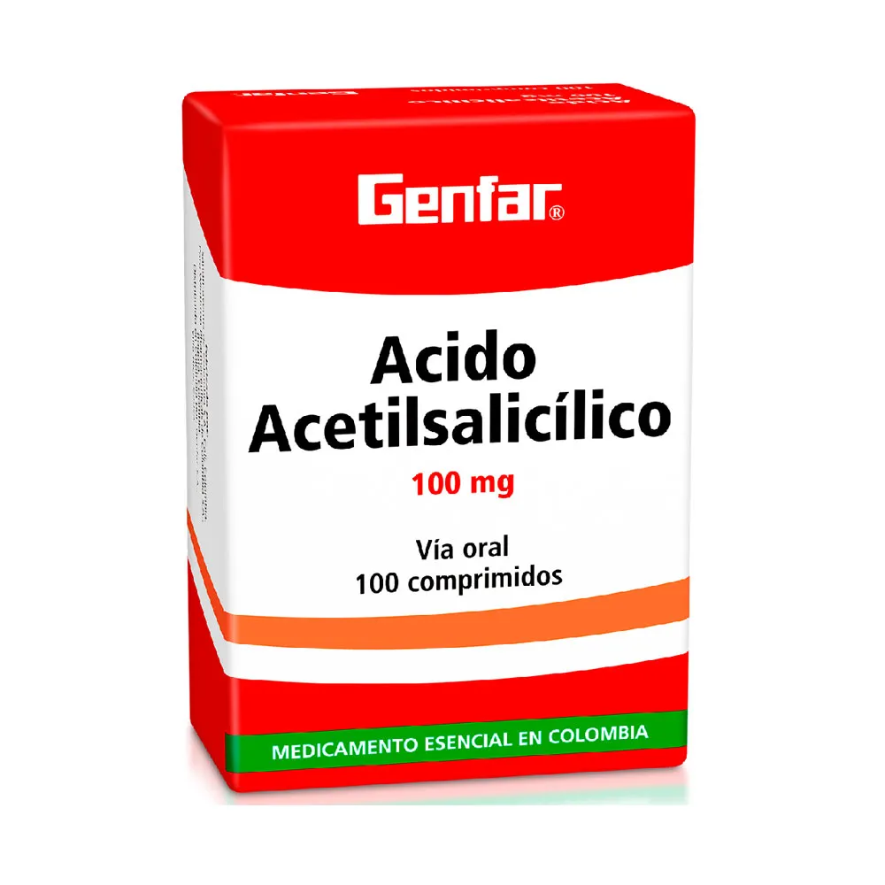 Acido Acetilsalicilico 100 Mg Caja x 100 Tabletas und (Genfar)