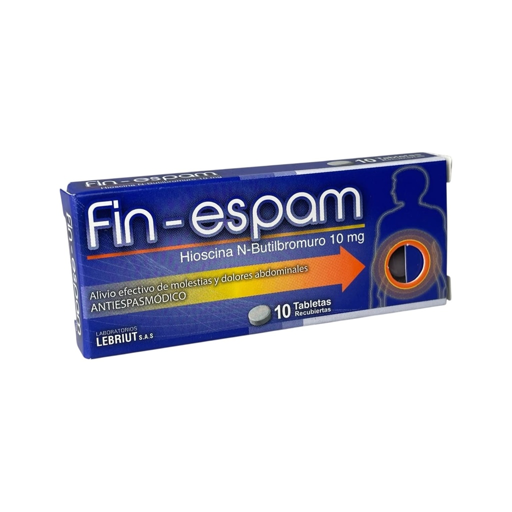 Fin-Espam(Hioscina N ButilBromuro)10mg Caja x 10 Tabletas(Lebriut)