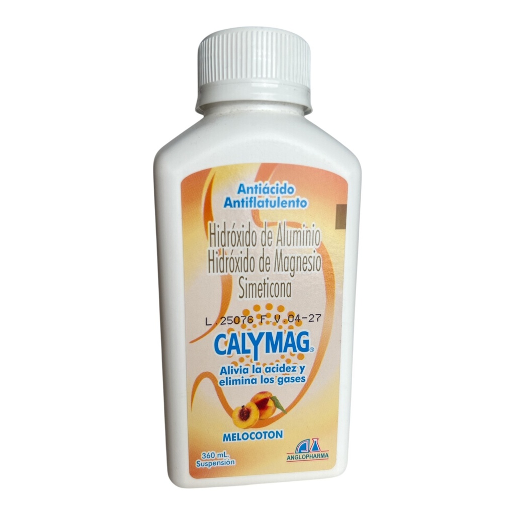 Calymag Melocoton (H.De Aluminio+H.De Magnesio+Simeticona Susp.Oral Frasco x 360 Ml Und (Anglopharma)